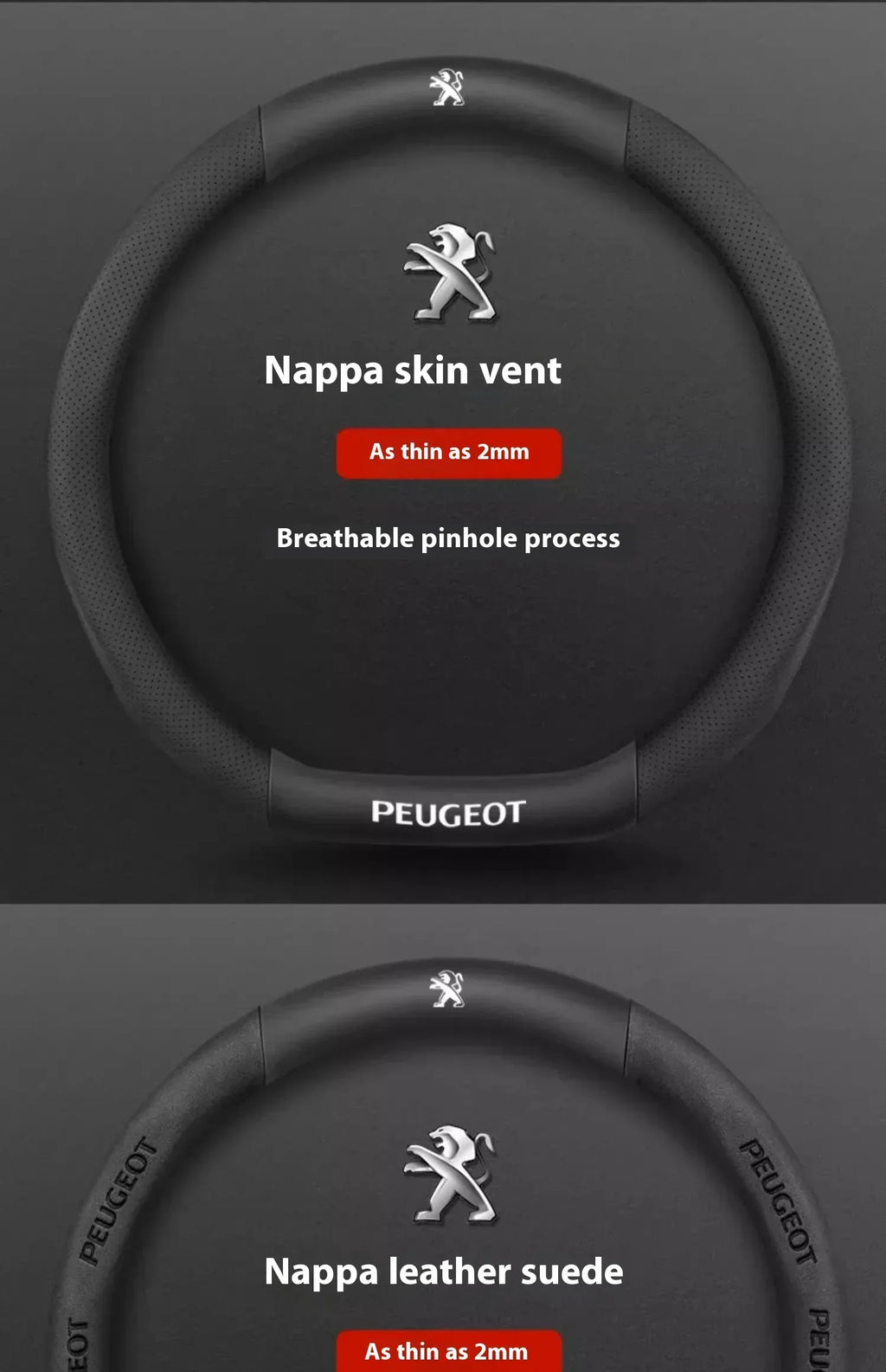 Peugeot Carbon Fiber Leather Steering Wheel Cover