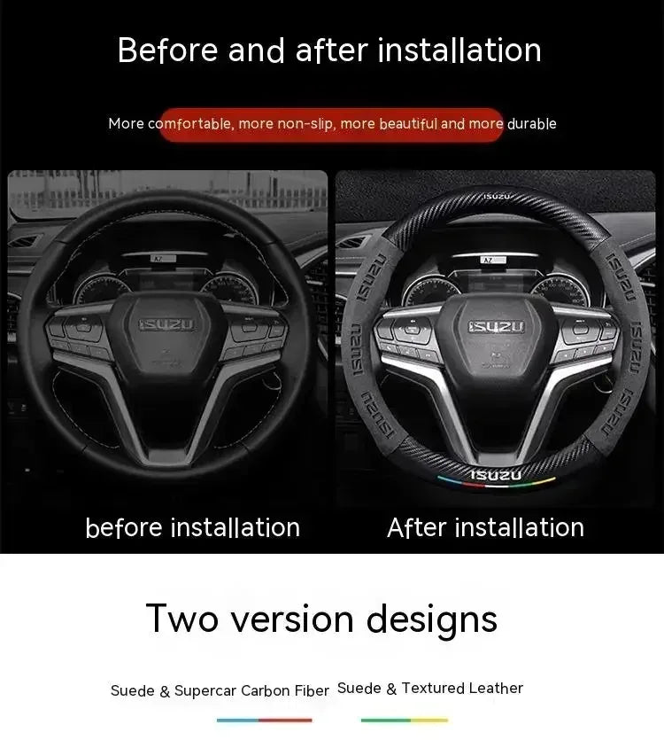 Isuzu Suede Carbon Fiber Steering Wheel Cover