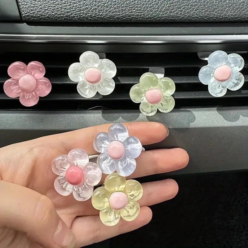 6pcs Flower Aromatherapy Car Air Vent Clips - Colorful Auto Fresheners