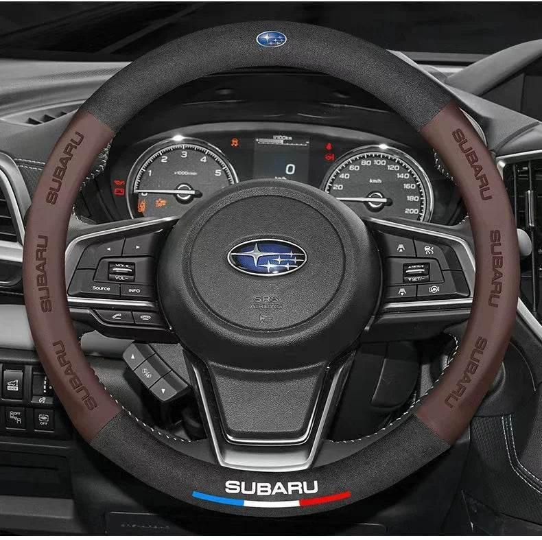 Subaru Steering Wheel Cover | Suede Leather 3D Logo