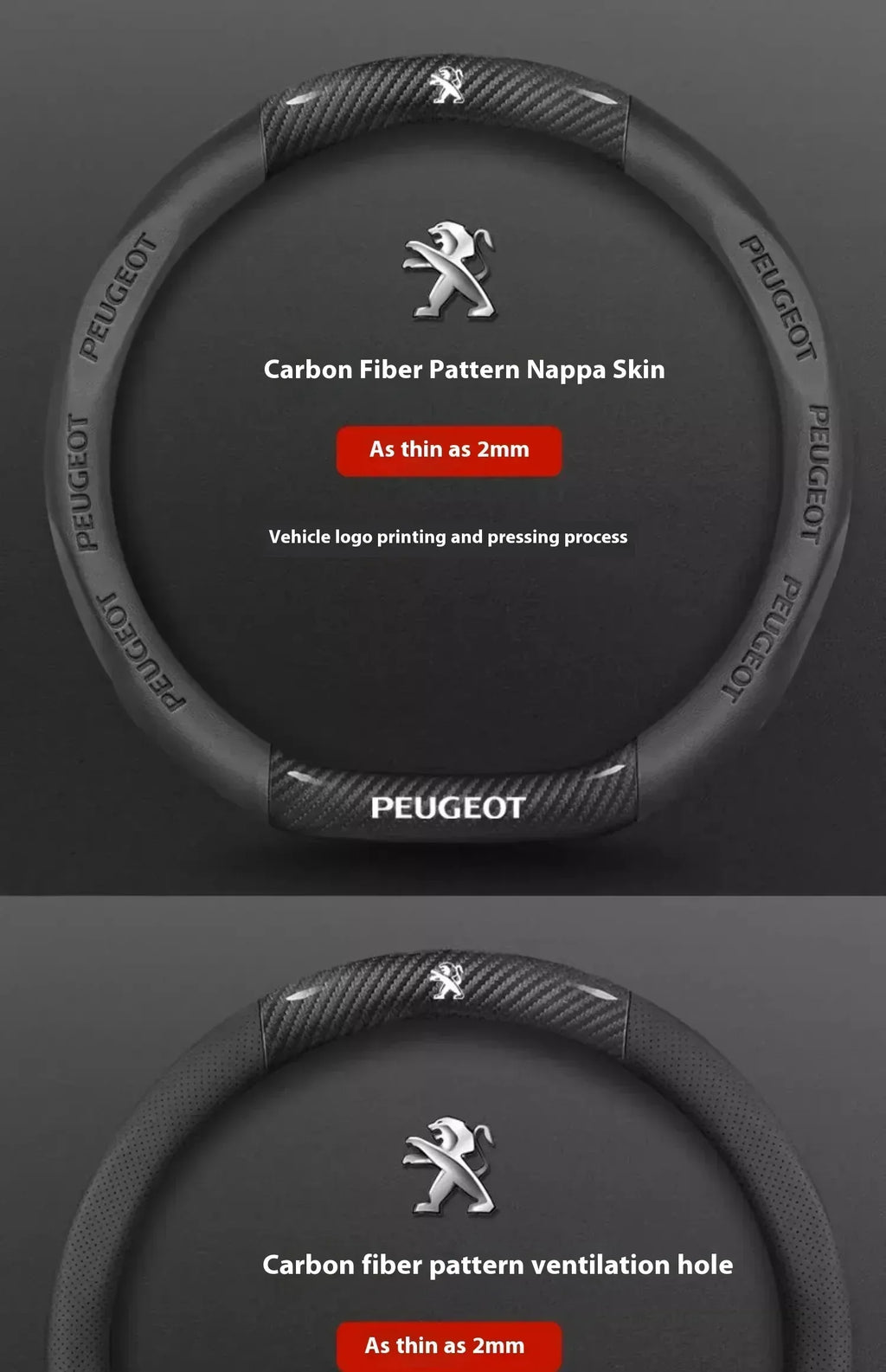 Peugeot Carbon Fiber Leather Steering Wheel Cover