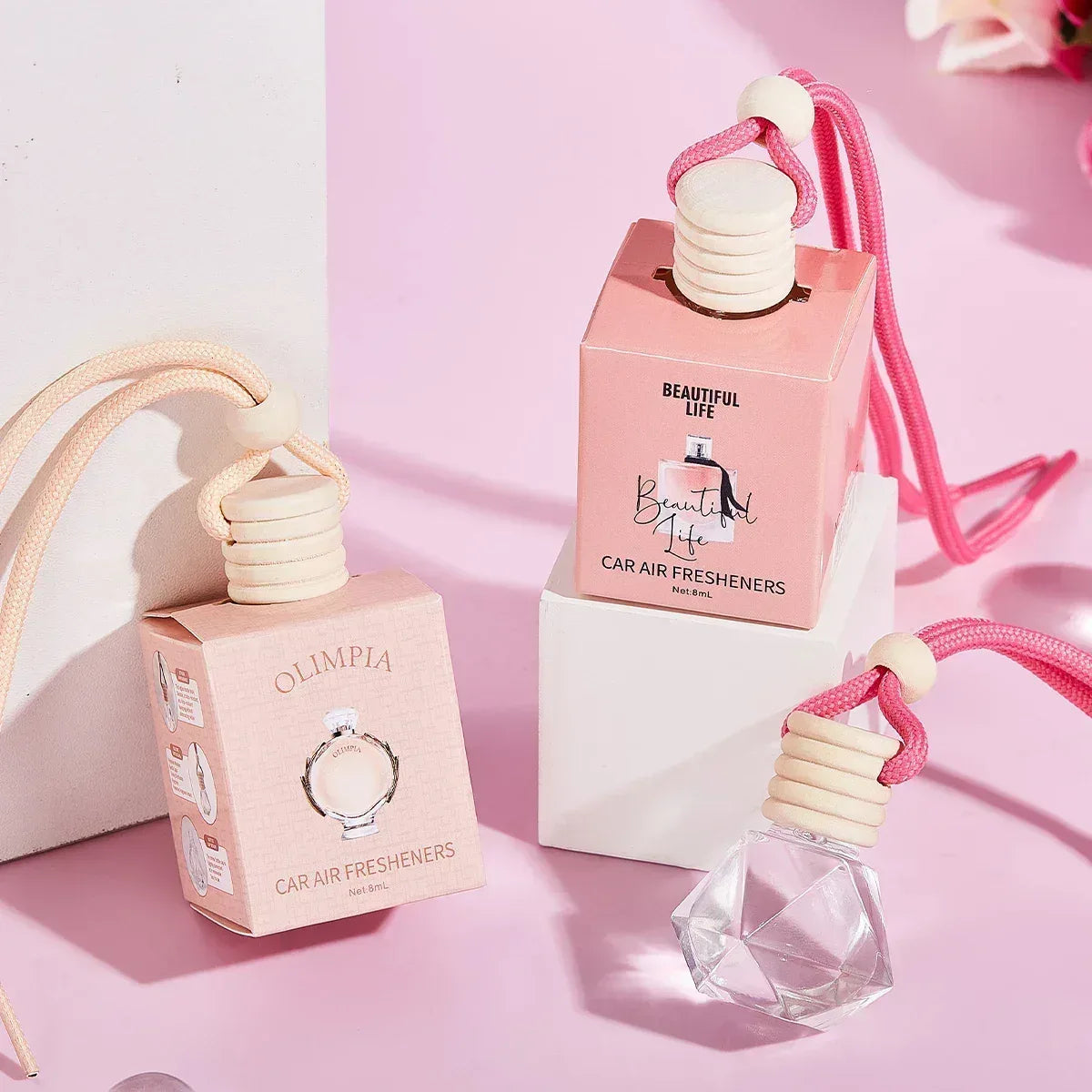 Pink Hanging Car Air Freshener Perfume Pendant