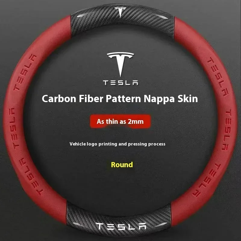 Tesla Carbon Fiber Leather Steering Wheel Cover