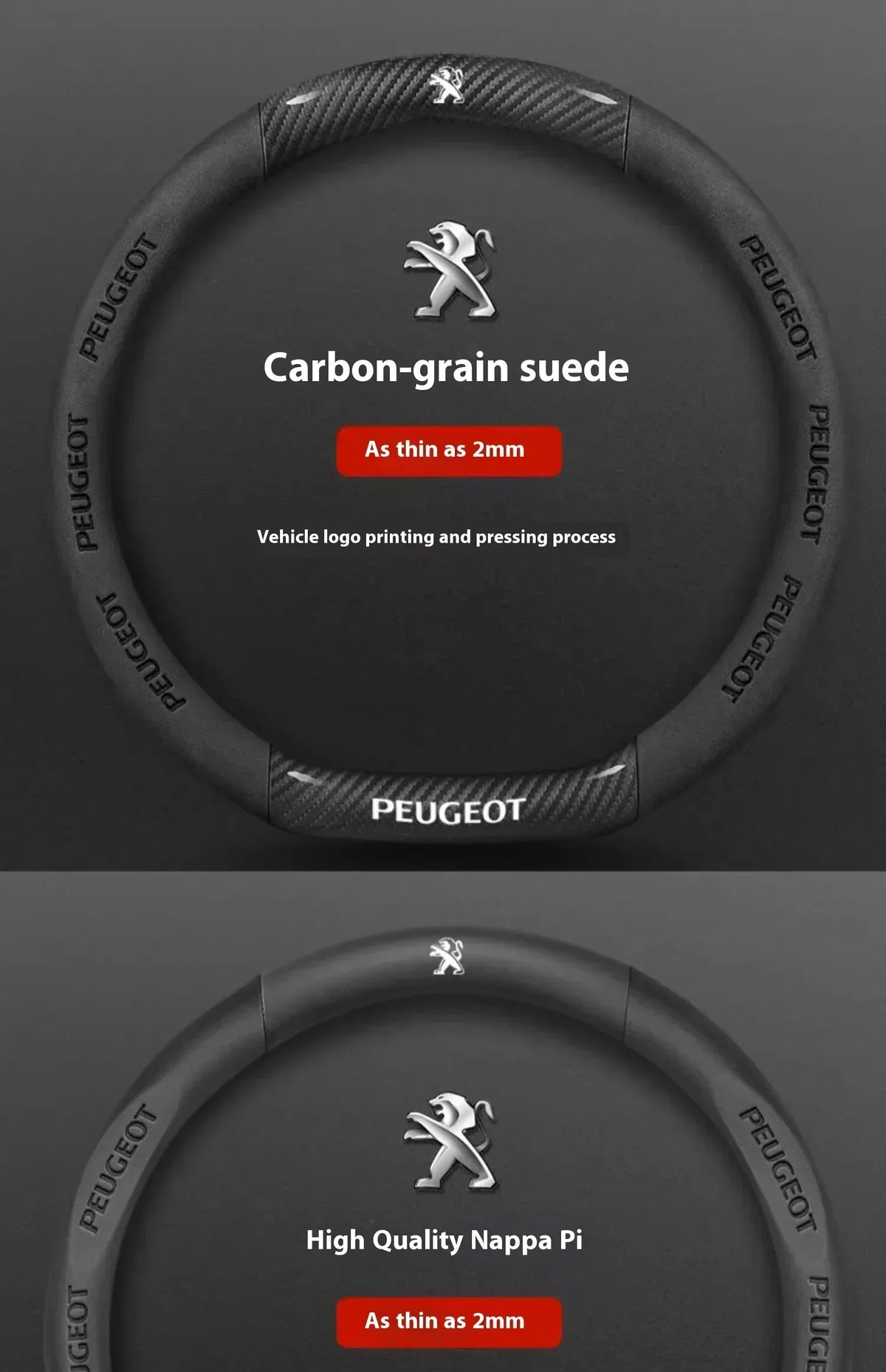 Peugeot Carbon Fiber Leather Steering Wheel Cover