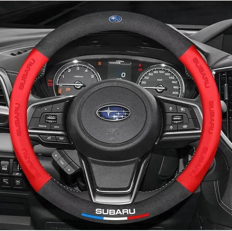 Subaru Steering Wheel Cover | Suede Leather 3D Logo