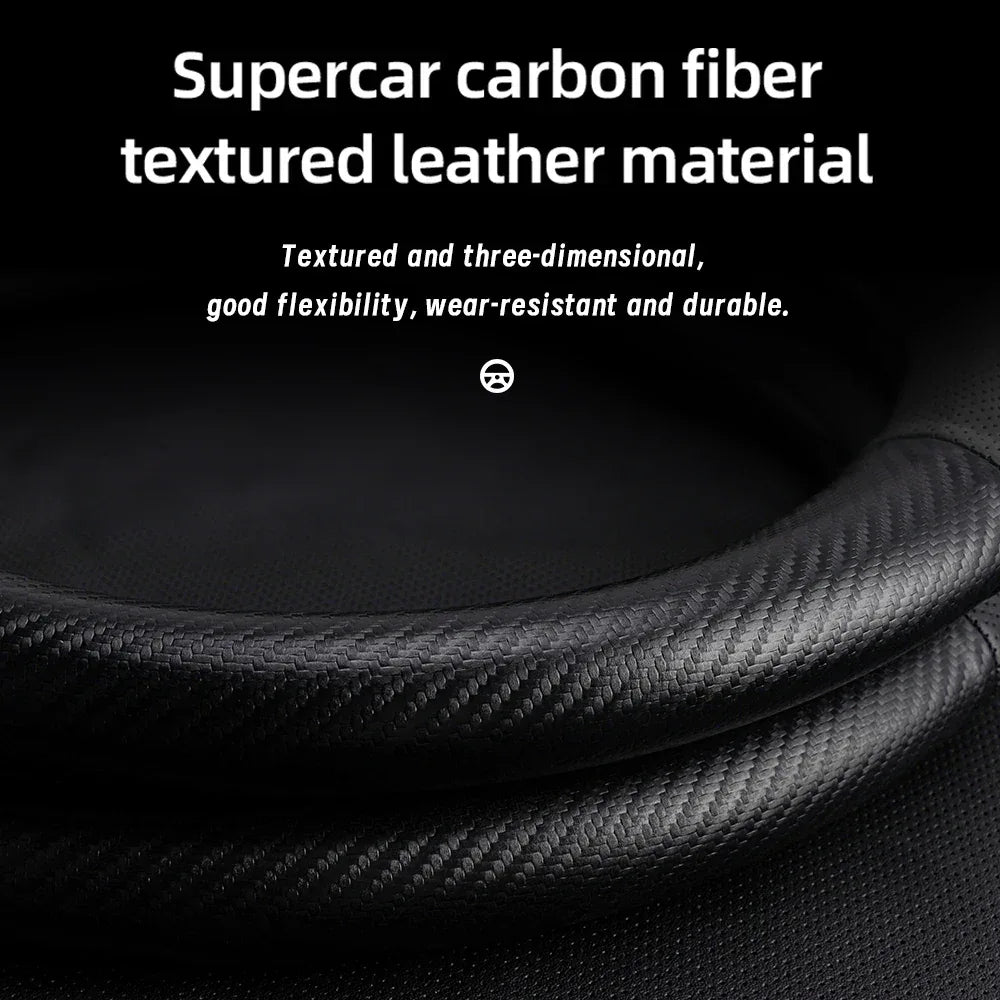 BYD Breathable Leather & Carbon Fiber Steering Wheel Cover