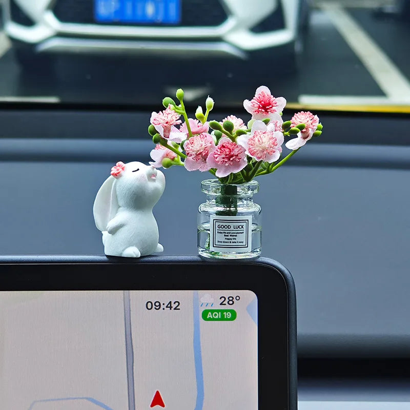 Bunny Floral Fragrance Car Console Ornament