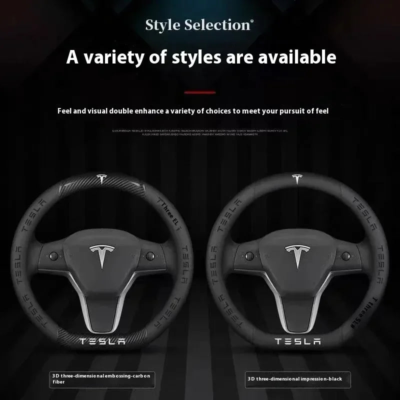 Tesla Carbon Fiber Leather Steering Wheel Cover