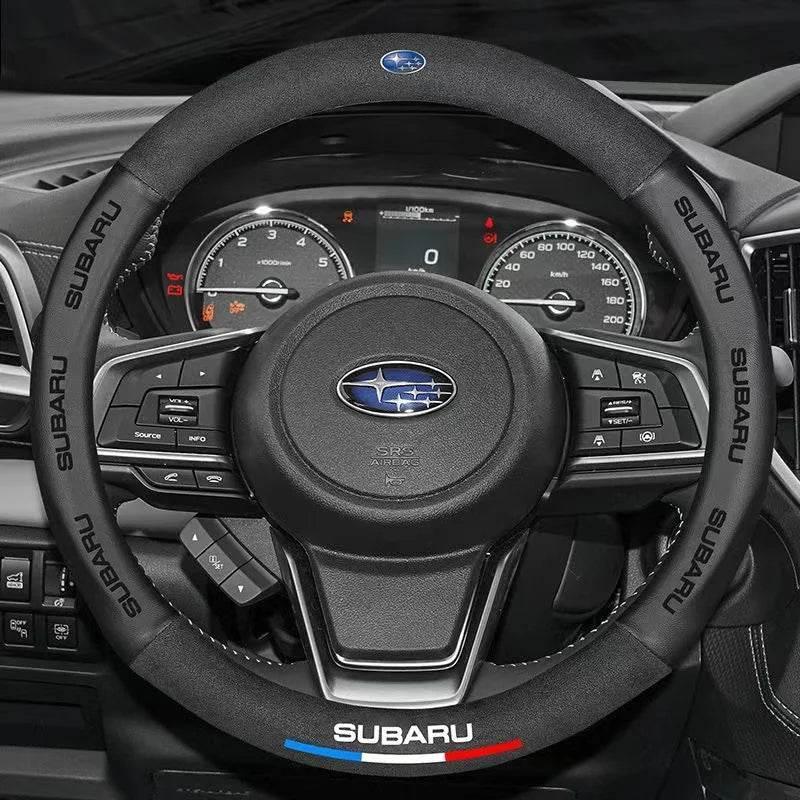 Subaru Steering Wheel Cover | Suede Leather 3D Logo