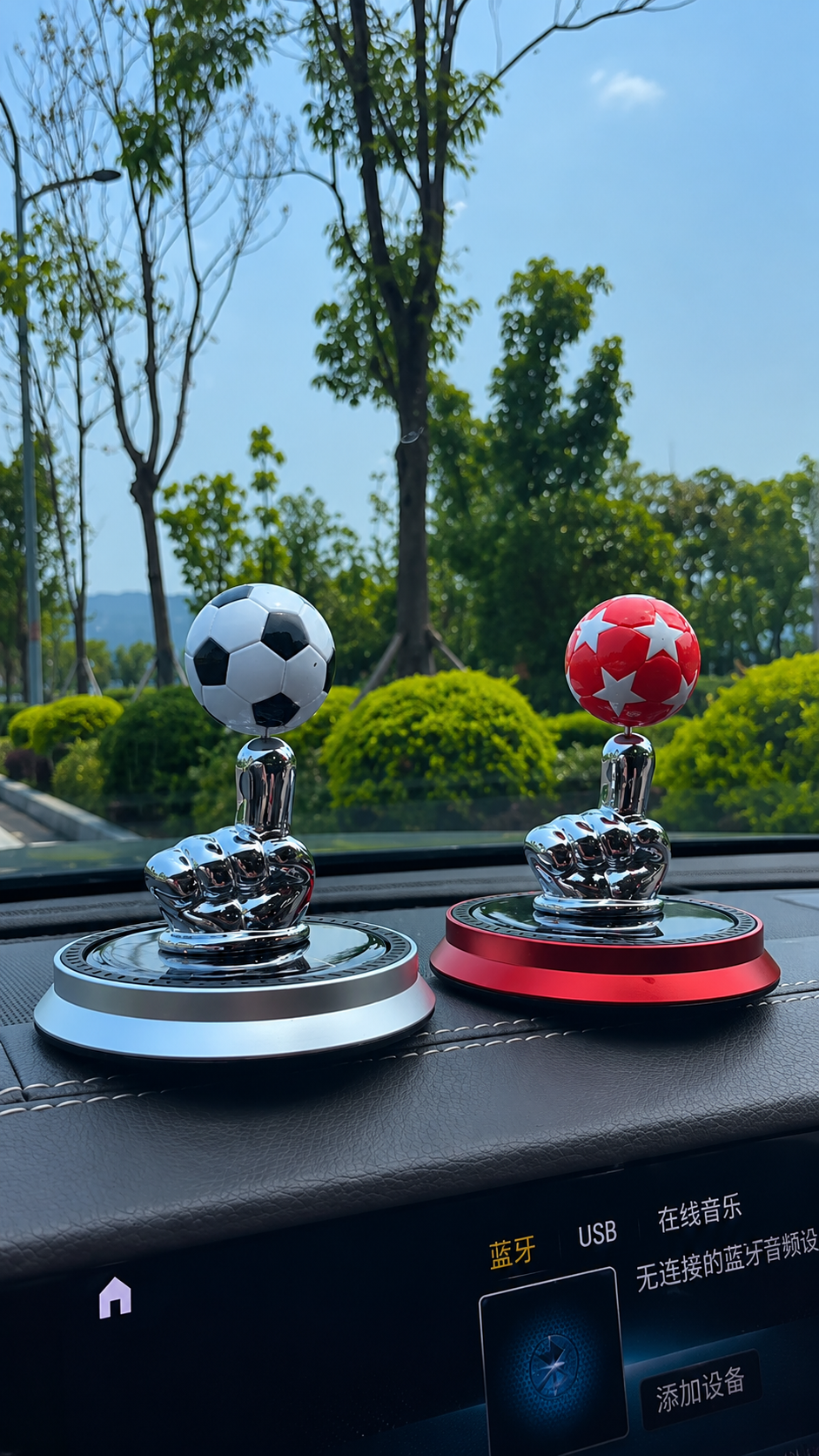 Solar Rotating Football Car Air Freshener