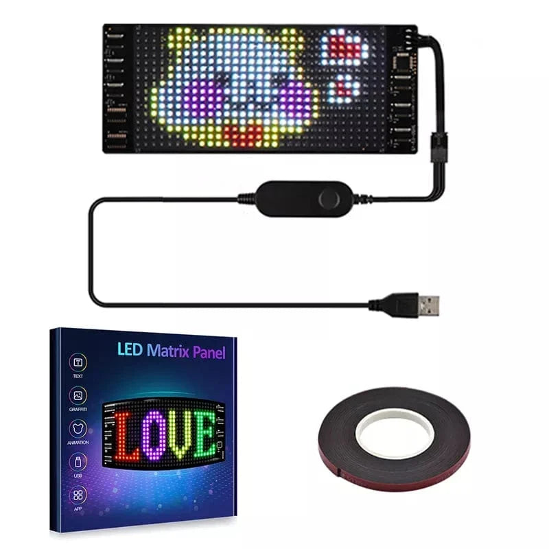 LED Car Sign, Programmable LED Matrix Panel, Flexible Screen Display Animation Message Scrolling Sign, APP Control for Cars, Shop, Bar, Party Festival