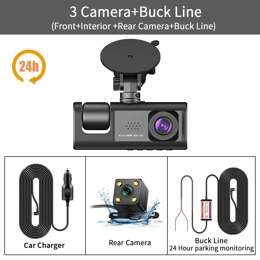 Three-Channel Car DVR HD Dash Cam