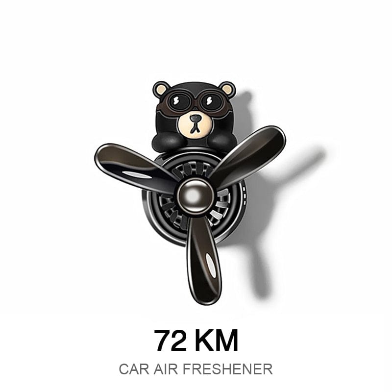 Cute Bear Pilot Car Air Freshener with Rotating Propeller