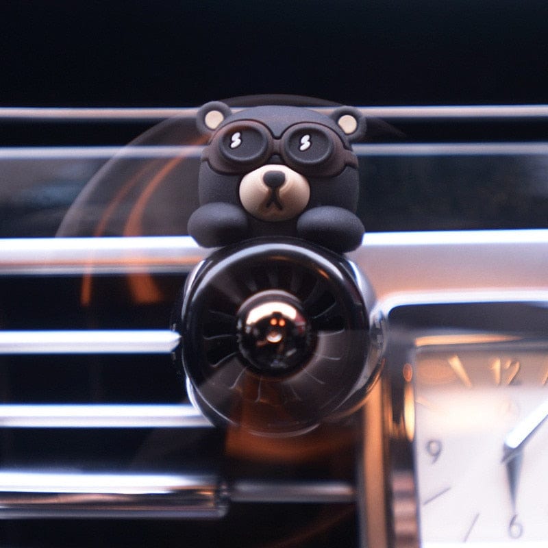 Cute Bear Pilot Car Air Freshener with Rotating Propeller