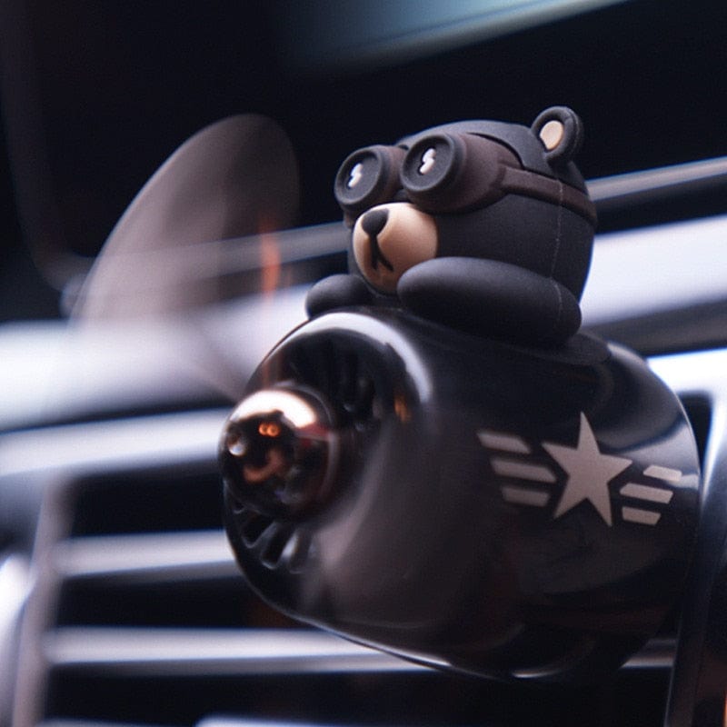 Cute Bear Pilot Car Air Freshener with Rotating Propeller