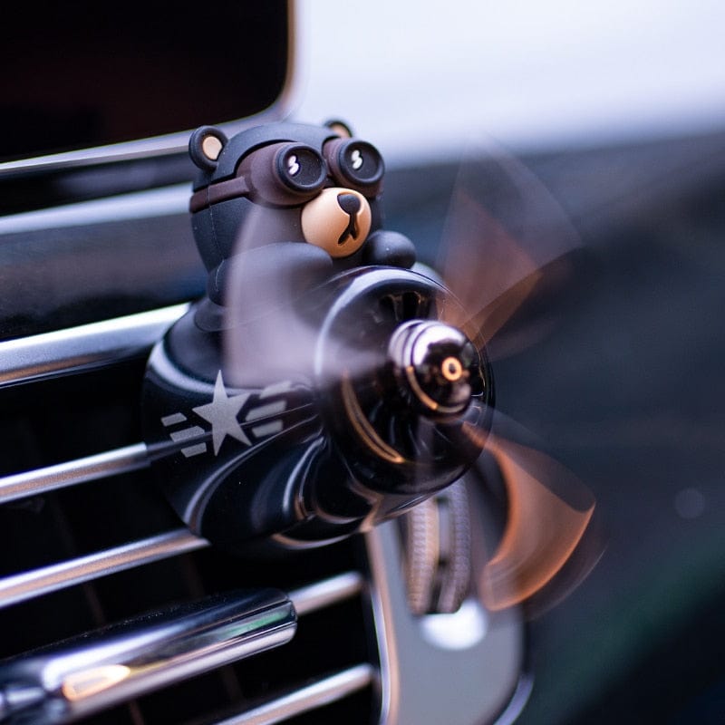 Cute Bear Pilot Car Air Freshener with Rotating Propeller