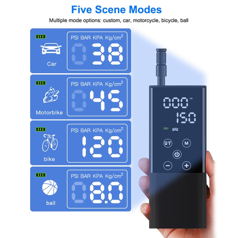Cordless LED Touchscreen 150PSI Rechargeable Air Compressor