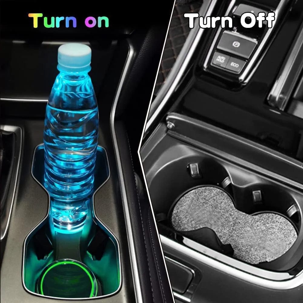 LED Car Cup Holder Lights, 7 Colors Changing USB Charging Mat Waterproof Cup Pad, LED Interior Ambient Lamp Decoration Light Car Accessories