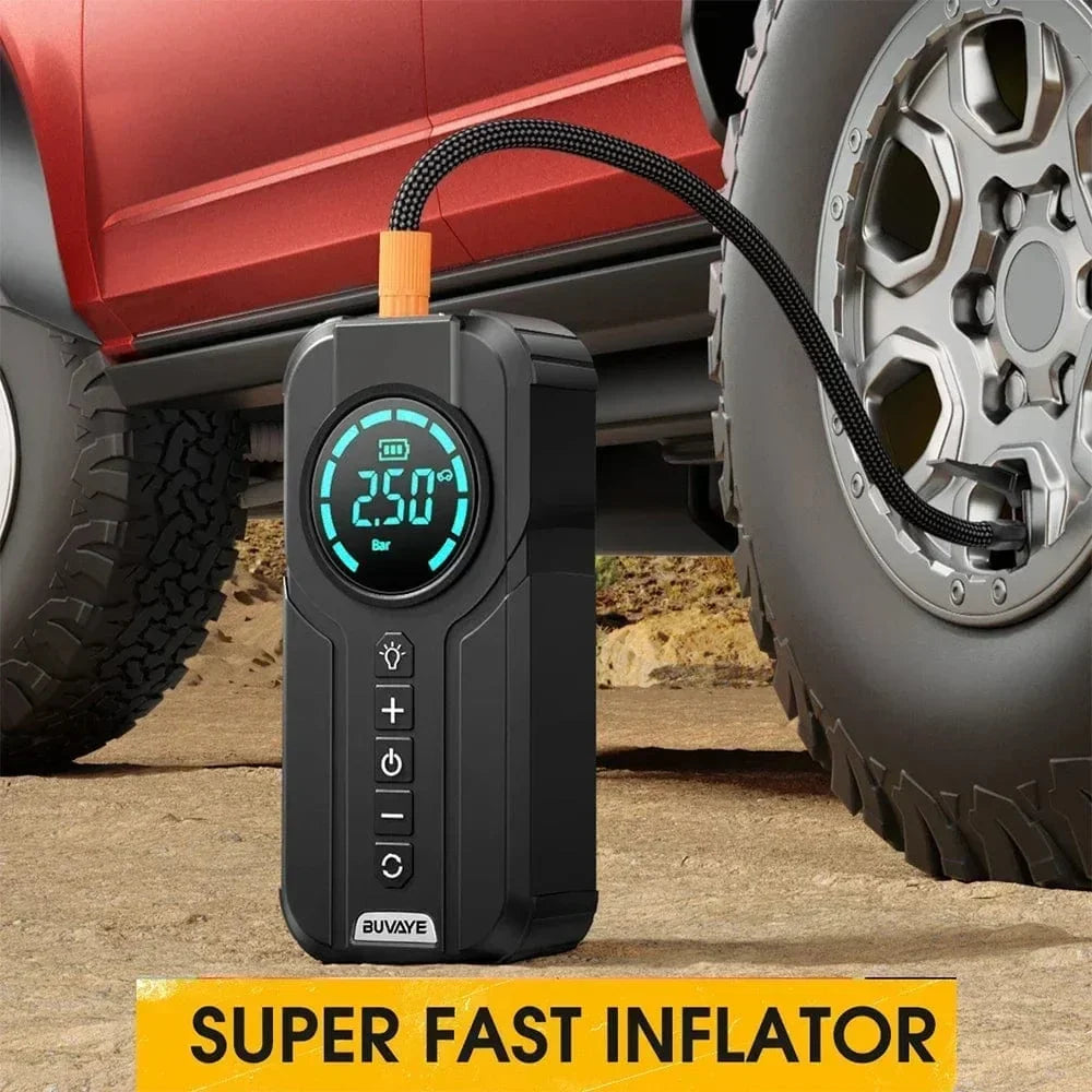 Portable Car Jump Starter with Air Compressor, Jump Starter Battery Pack, 12V Battery Starter with Digital Display Tire Inflator, Battery Booster with Built-in LED Emergency Light