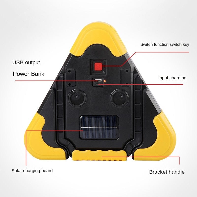 Portable LED 3-in-1 Car Emergency Safety Triangle Warning Light (USB Rechargeable + Solar)