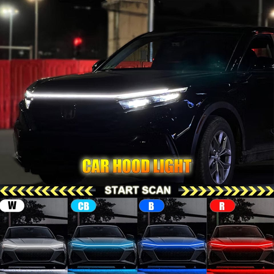Start Scan 12V LED Car Light Strip: Day/Night Hood & Tail Styling with Fuse