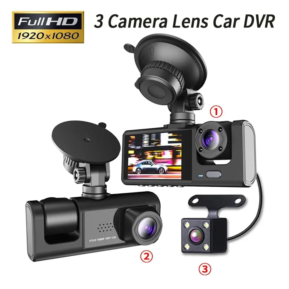 Three-Channel Car DVR HD Dash Cam
