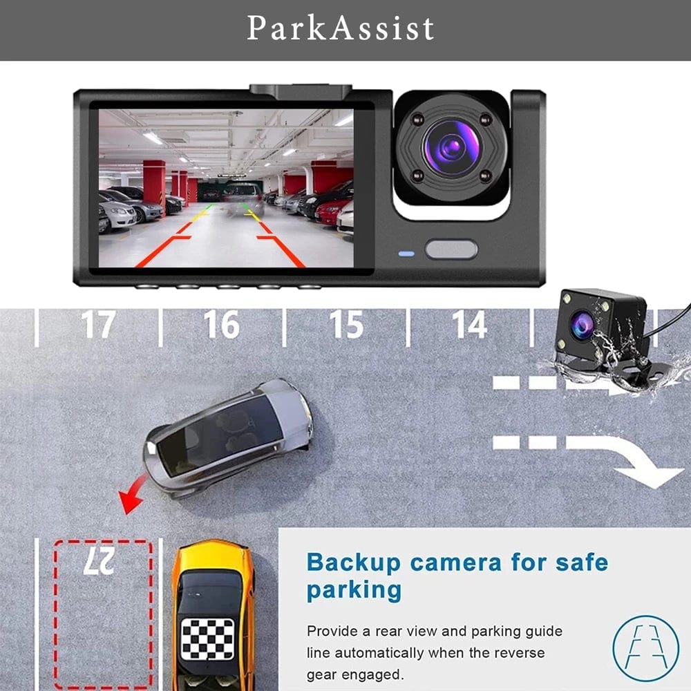Three-Channel Car DVR HD Dash Cam