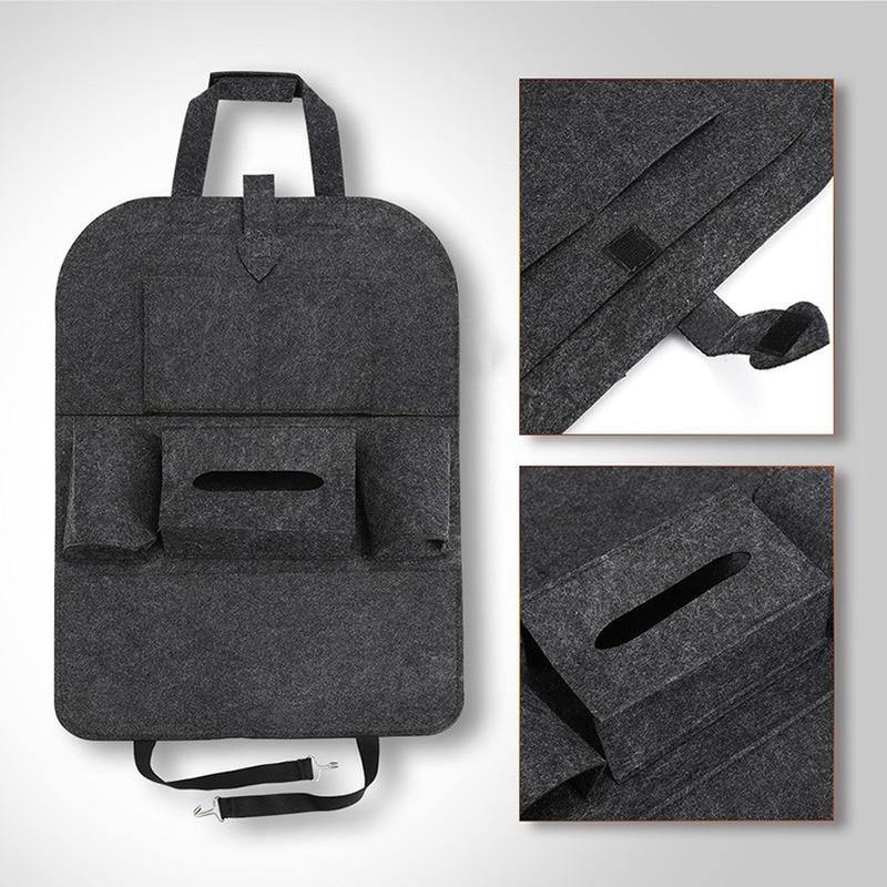 Universal Car Back Seat Storage Organizer with Elastic Felt Storage Bag 6 Pockets Organizer