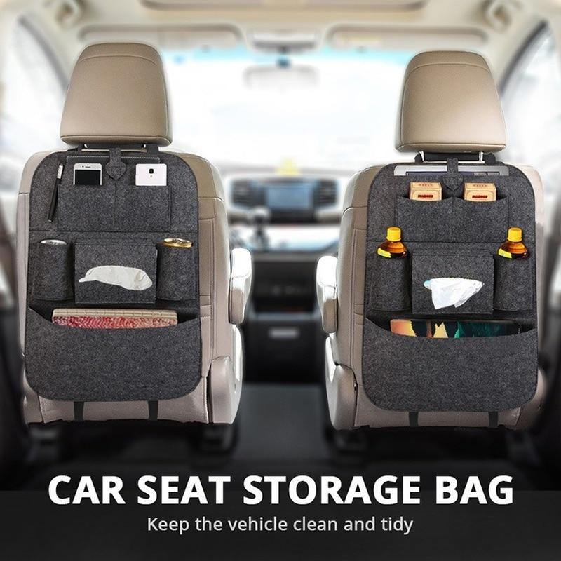 Universal Car Back Seat Storage Organizer with Elastic Felt Storage Bag 6 Pockets Organizer