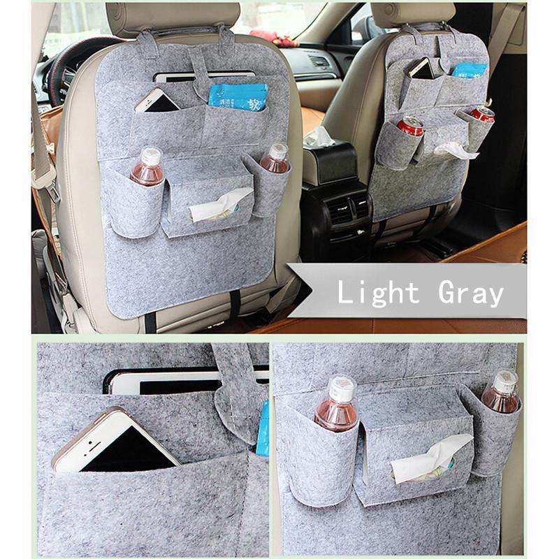Universal Car Back Seat Storage Organizer with Elastic Felt Storage Bag 6 Pockets Organizer
