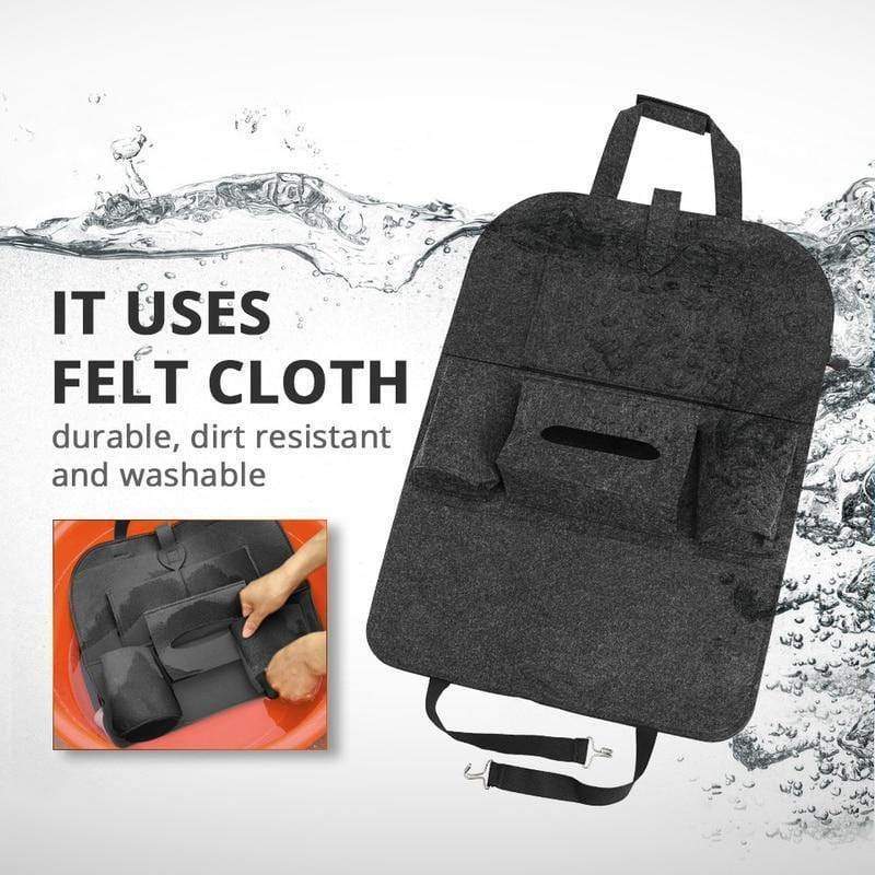 Universal Car Back Seat Storage Organizer with Elastic Felt Storage Bag 6 Pockets Organizer