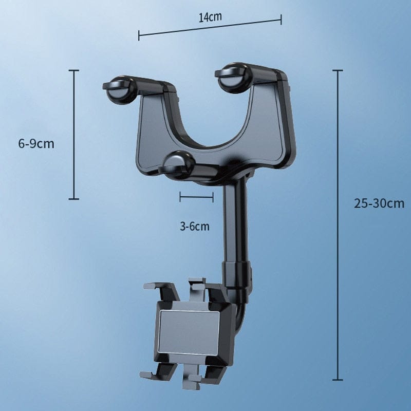 360° Rotatable and Retractable Rearview Mirror Car Phone Holder, Universal Phone and GPS Mount Holder
